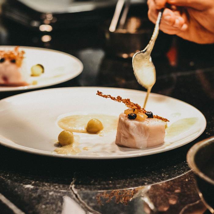 Chef preparing gourmet dish