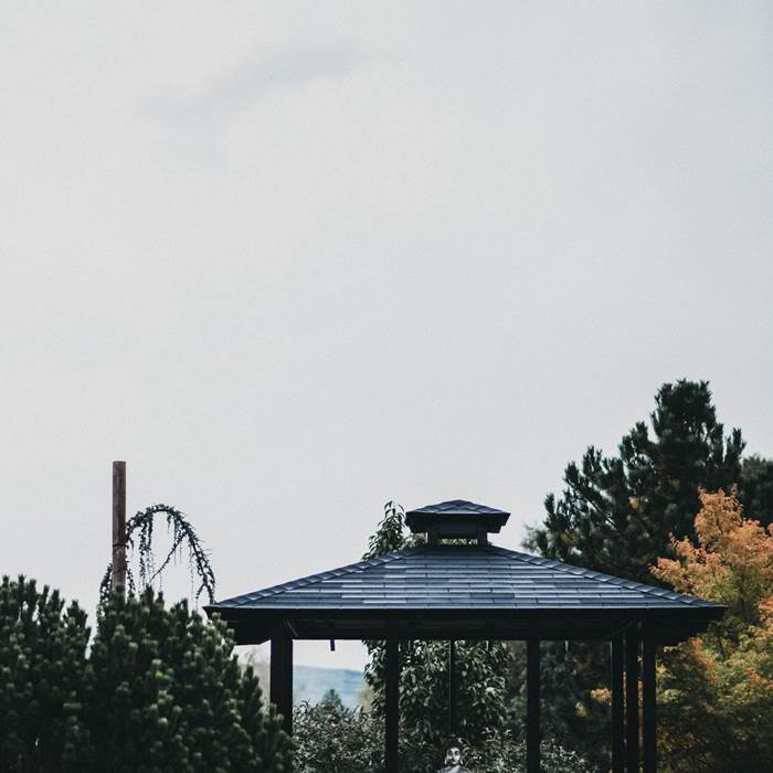 Thai hut in the Zen garden of the spa hotel Linsberg Asia