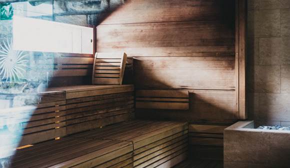 Relax in our small, exquisite sauna paradise Interior view of sauna of the spa Linsberg Asia