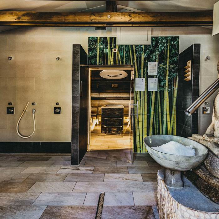 Entrance to the steam bath of the spa hotel Linsberg Asia