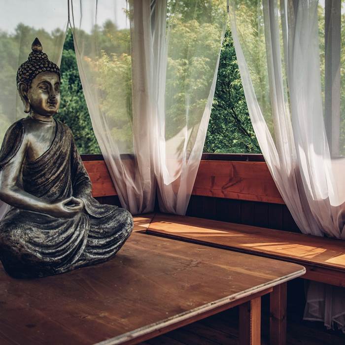 Buddha statue in hut